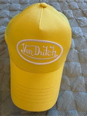 Von Dutch Kids Bright Yellow Logo Trucker Hat